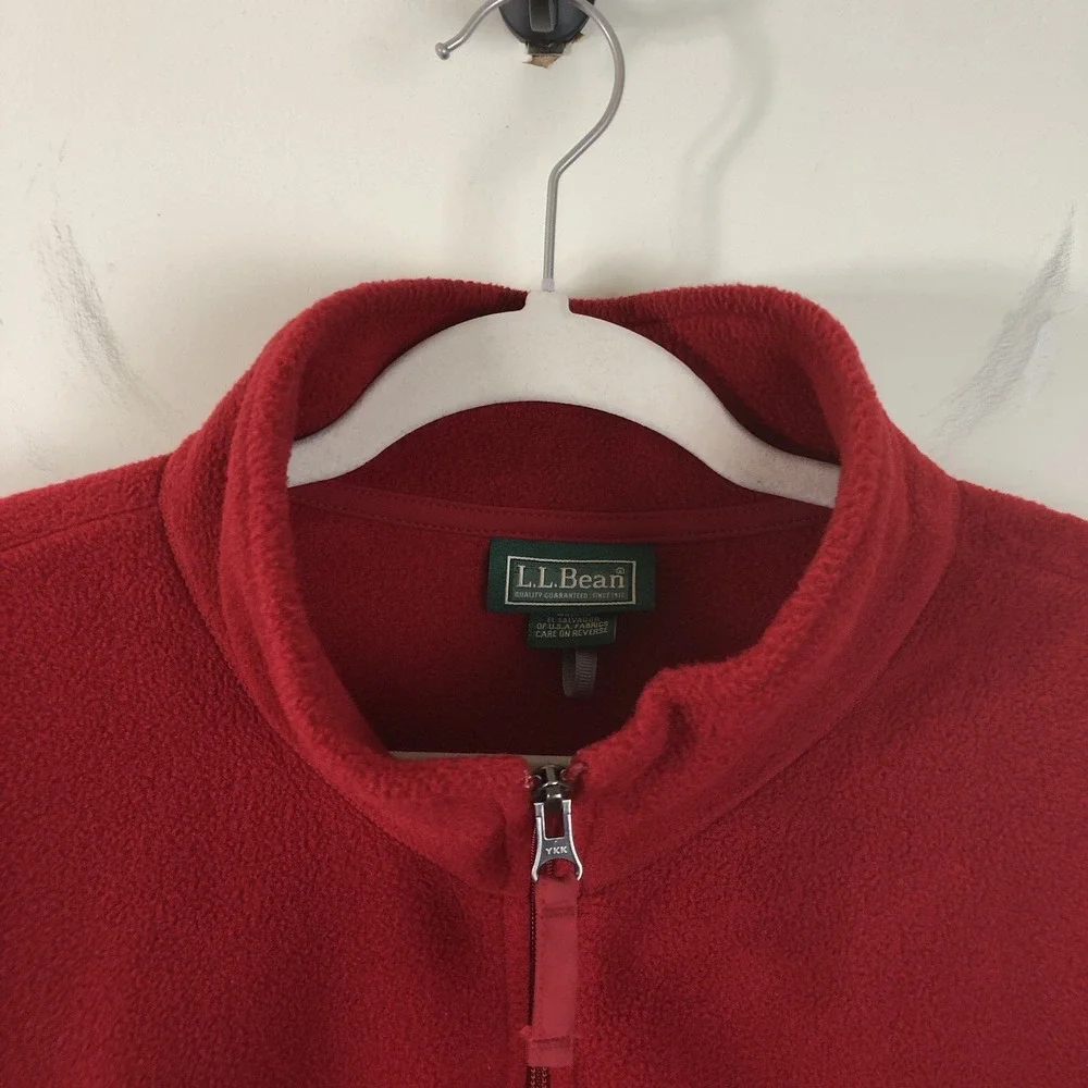 L.L. Bean Polartec Full Zip Fleece Vest Mens Sz L Red Pockets Comfortable